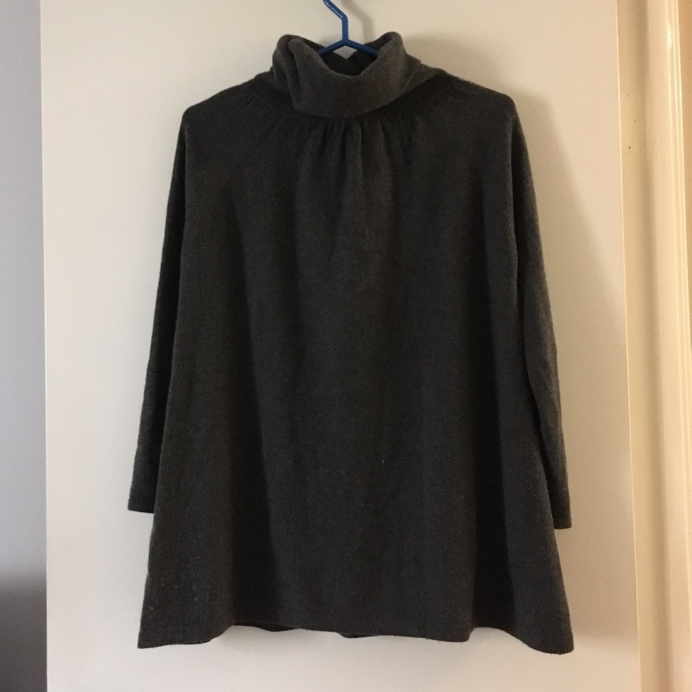 DEMYLEE NYC Grey 100% Cashmere Scrunch Neck Turtleneck A Line Sweater S